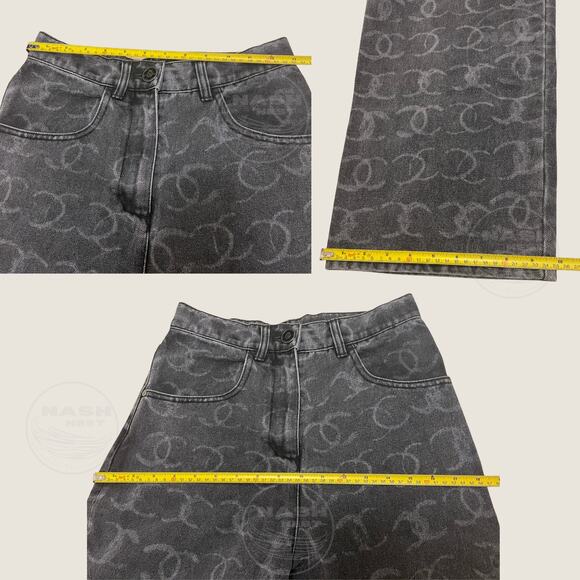 CHANEL 23B 2024 Runway Jeans 34 FR | Black Denim, White CC Logo, Baggy Oversized - Picture 12 of 14
